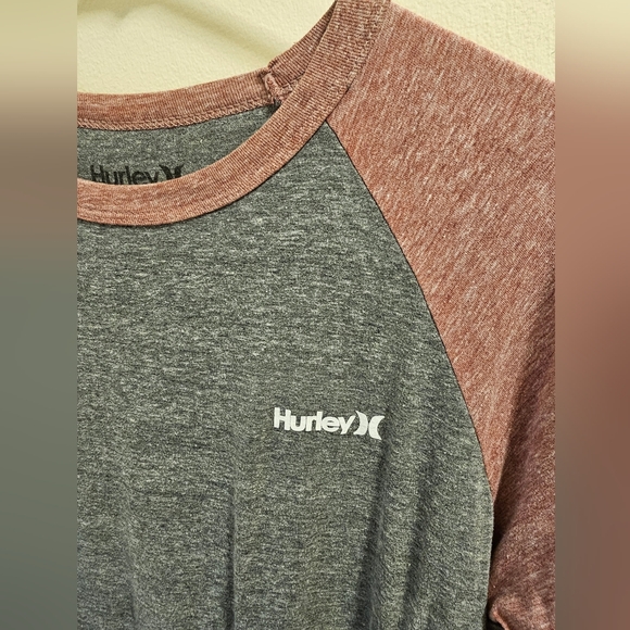 Hurley Premium Fit Gray 3/4 Baseball Tee, Large - Picture 2 of 5